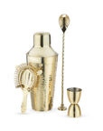 Gold Hammered Finish Stainless Steel Barware Set